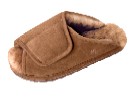 Men's Sheepskin Moccasins - Sheepskin slipper-WRAP - anti-slip TPR rubber sole, golden tan and ivory sheepskin; sizes: S-M and L-XL